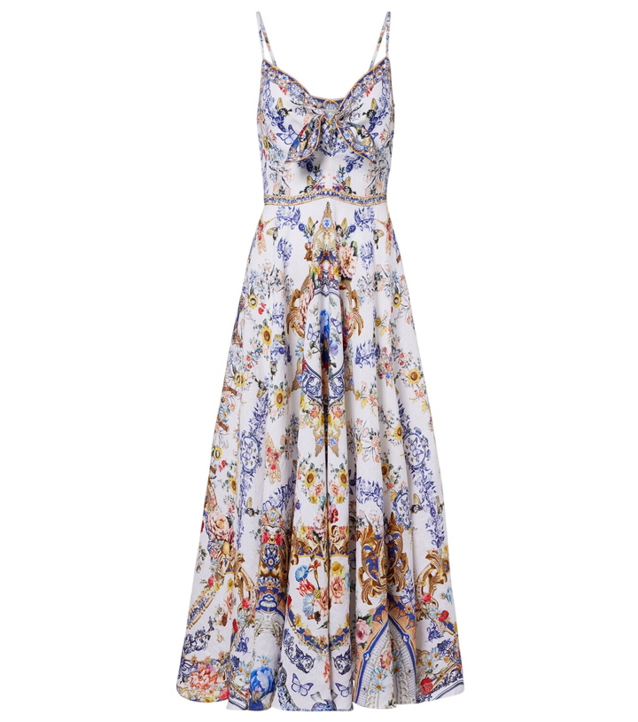 Photo: Camilla Embellished printed linen midi dress