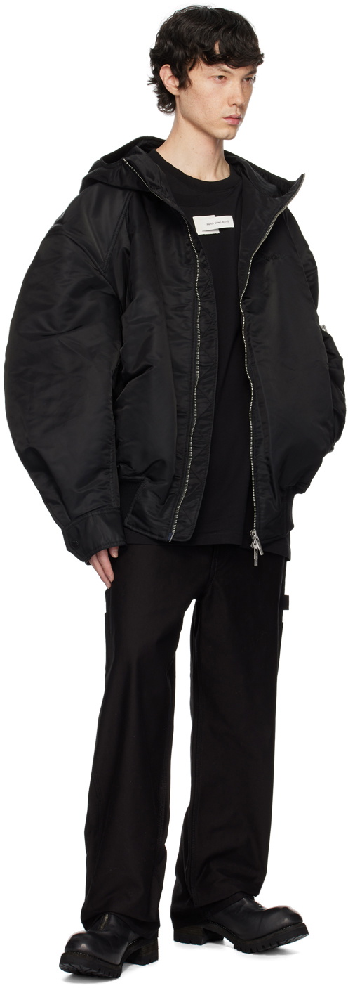 Feng Chen Wang Black Oversized Nylon Jacket Feng Chen Wang