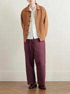 Kartik Research - Judo Belted Upcycled Textured-Cotton Trousers - Burgundy
