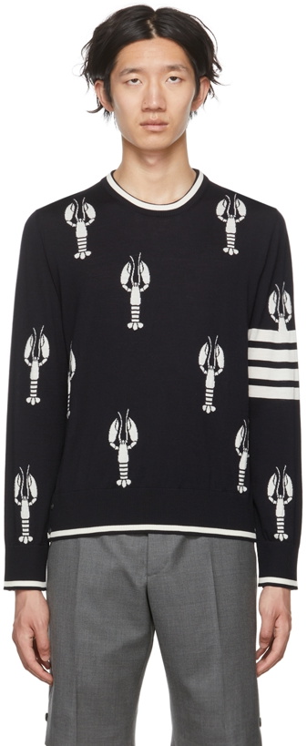 Photo: Thom Browne Navy Lobster 4-Bar Sweater