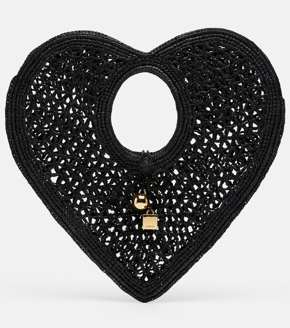 Jacquemus Spiaggia Coeur Small raffia top-handle bag