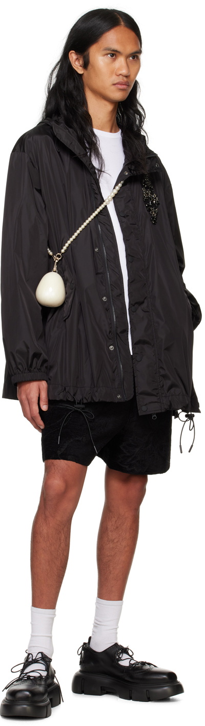 Simone Rocha Black Embellished Button Placket Parka