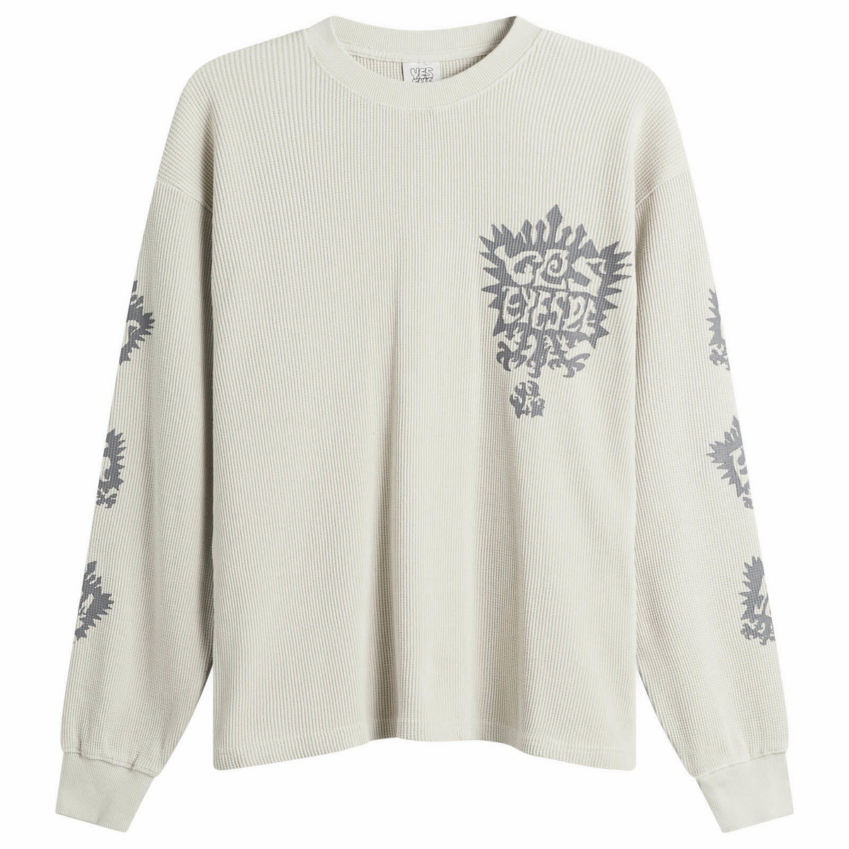 YESEYESEE Women's Y.E.S Stamp Waffle Long Sleeve in Ecru