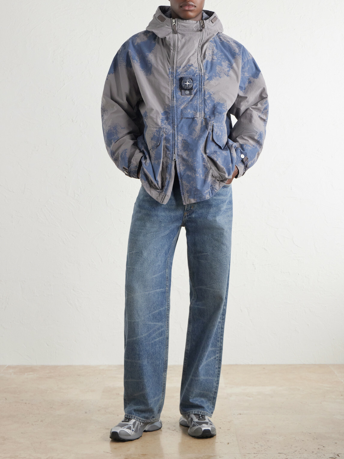 Stone Island - Garment-Dyed Paint-Splattered Shell Hooded Parka - Gray