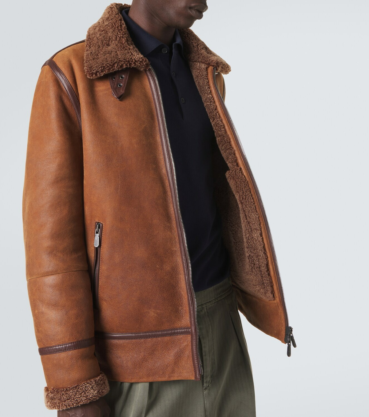 Brunello Cucinelli Shearling-lined leather jacket