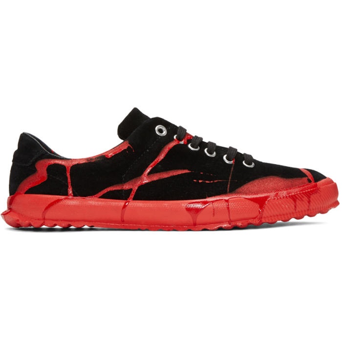 Photo: Comme des GarÃ§ons Homme Plus Black and Red Painted Novesta Sneakers