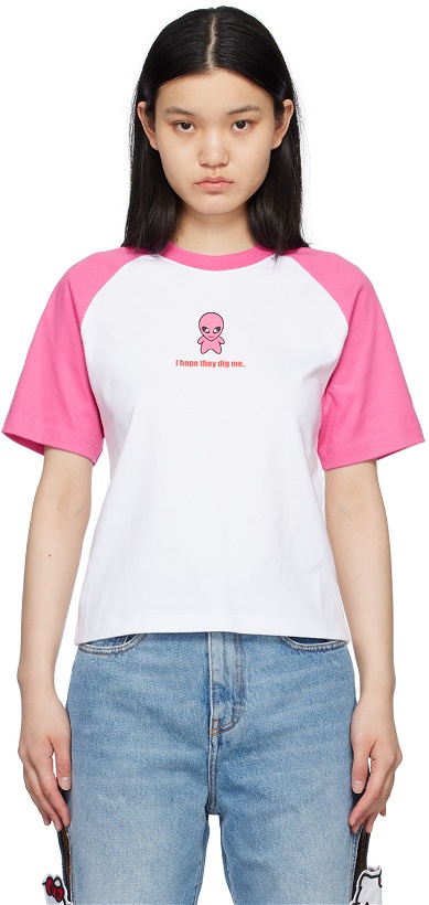 Photo: GCDS Pink & White Wirdo T-Shirt