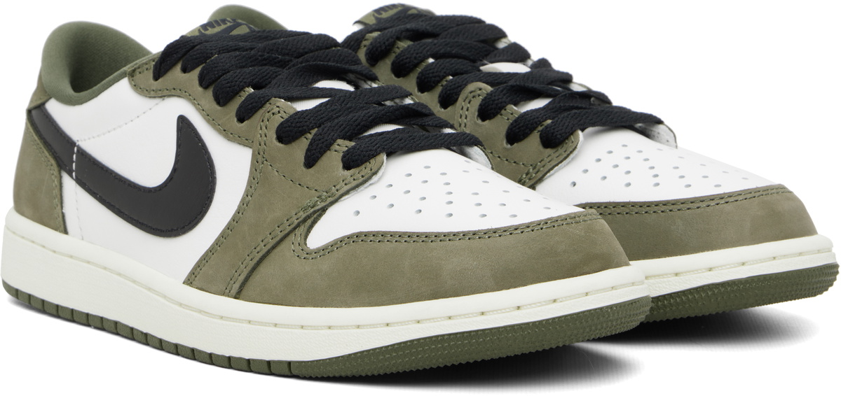 Nike Jordan White & Khaki Air Jordan 1 Retro Low Sneakers