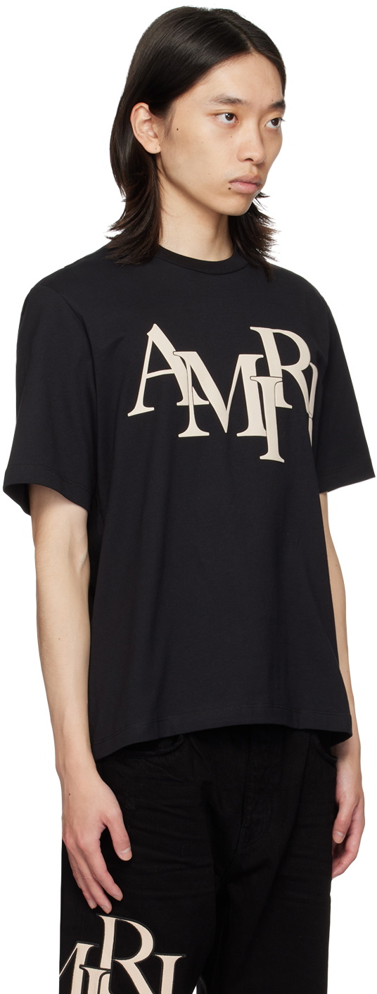 【AMIRI】Staggered コットンTシャツ Amiri Staggered Logo Cotton T-shirt In Blue | ModeSens