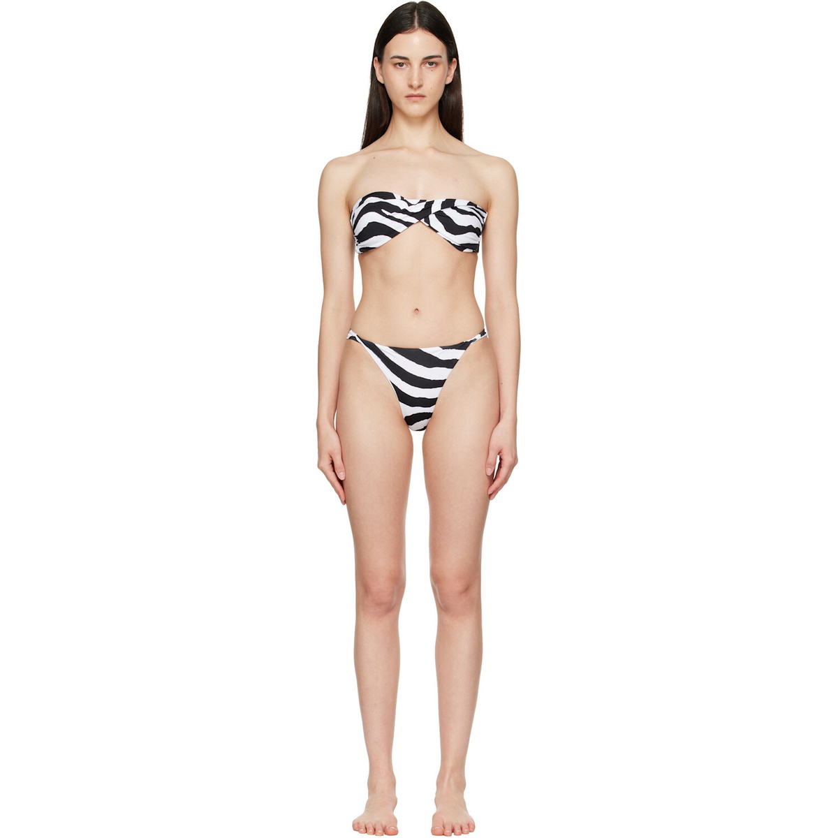BALMAIN Black & White Bandeau Bikini