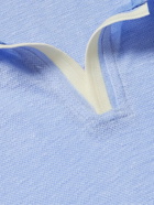 Orlebar Brown - Felix Slim-Fit Contrast-Tipped Linen-Jersey Polo Shirt - Blue