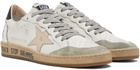 Golden Goose White & Beige Ball Star Low-Top Sneakers