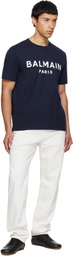 Balmain Navy 'Balmain Paris' Print T-shirt