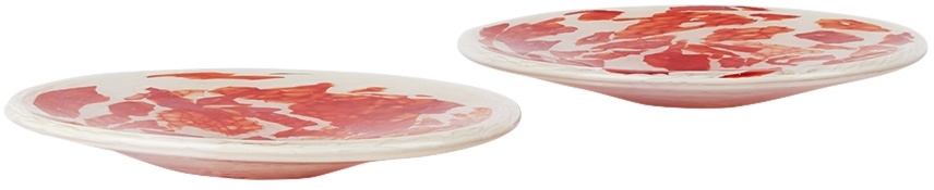 Stories of Italy White & Red Nougat Dessert Plate Set