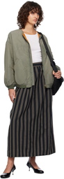 visvim Black & Gray Stripe Maxi Skirt