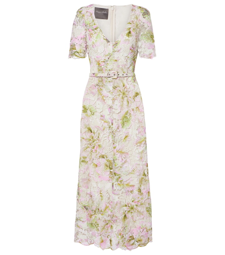 Photo: Monique Lhuillier Belted lace midi dress
