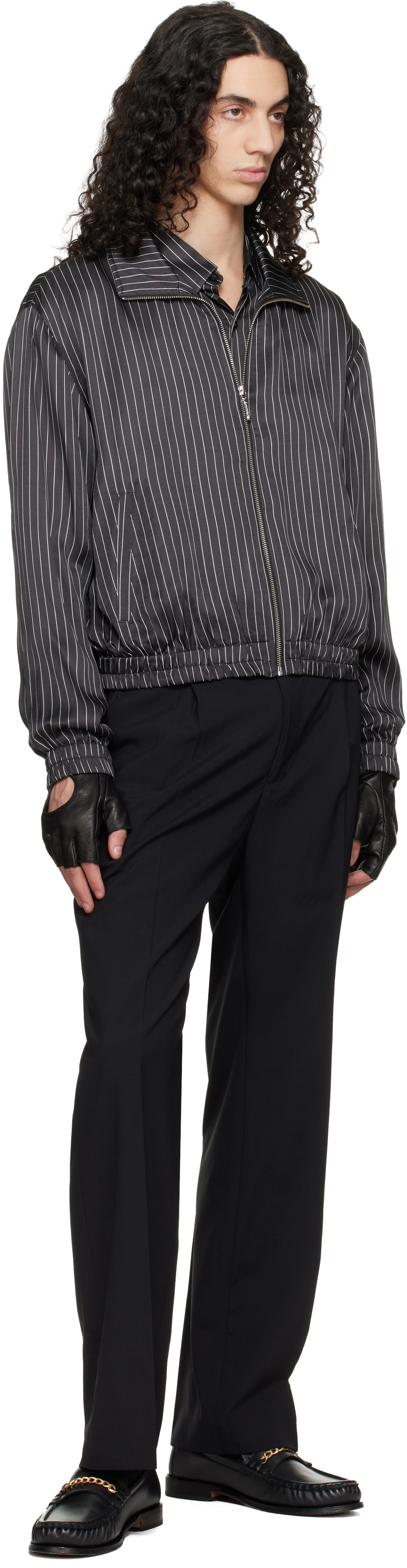 Ernest W. Baker Black Pin Stripe Track Jacket