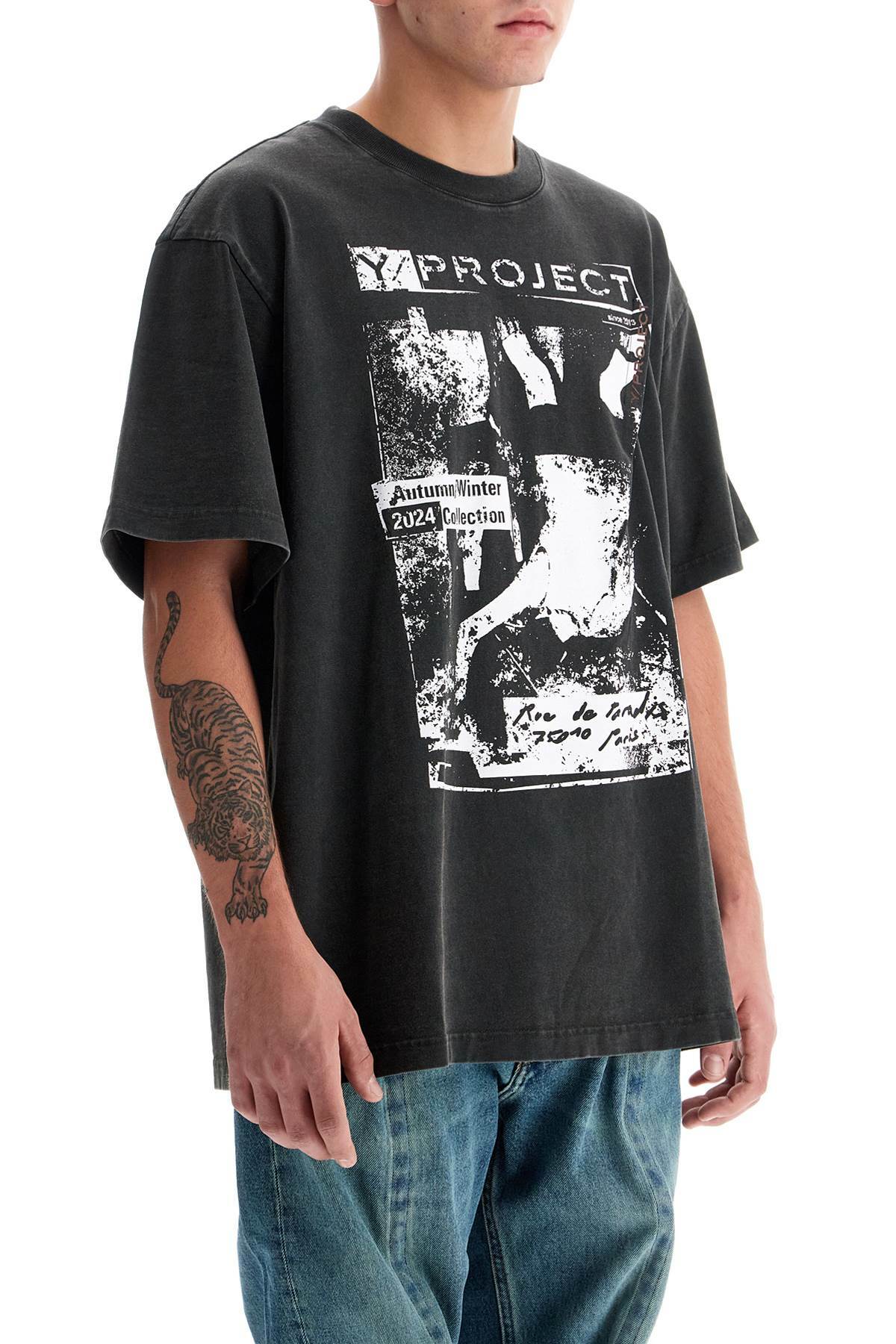Y PROJECT t-shirt with printed pinch Black
