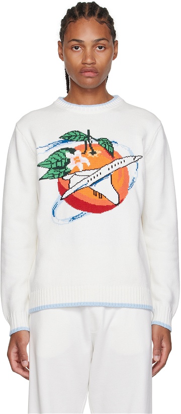 Photo: Casablanca White Orbite Autour De L'Orange Sweater