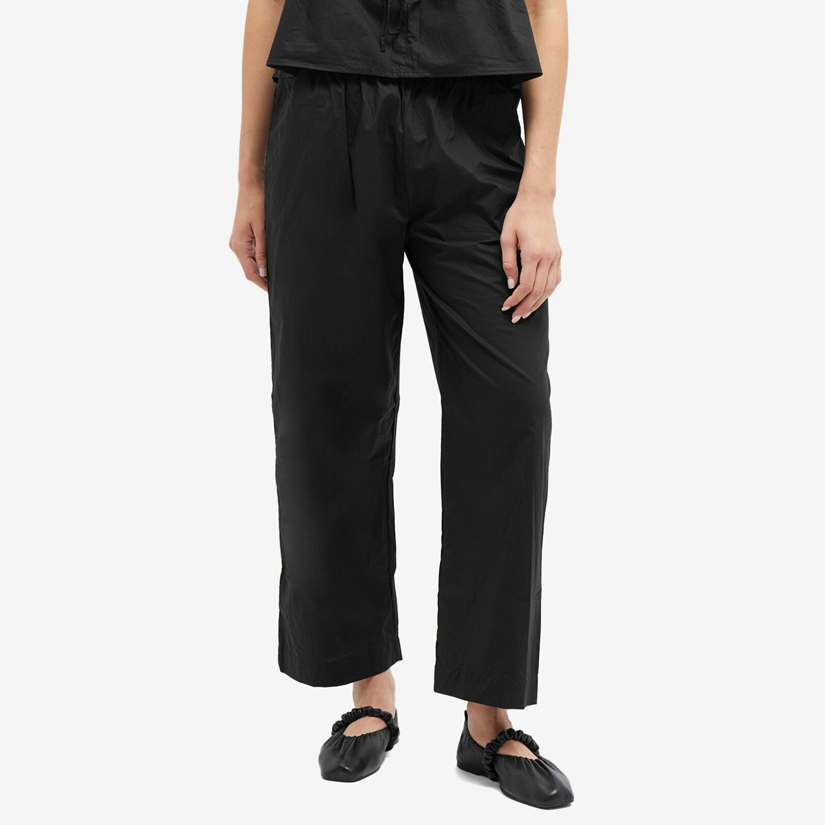 Black Cotton Trousers by System on Sale