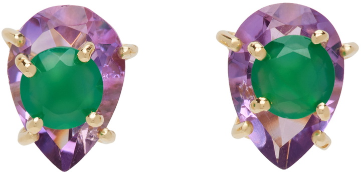 Photo: VEERT Gold 'The Amethyst & Green Onyx' Earrings