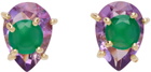 VEERT Gold 'The Amethyst & Green Onyx' Earrings