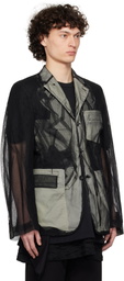 Comme des Garçons Homme Plus Black Nylon Tulle & Cotton Cloth Blazer