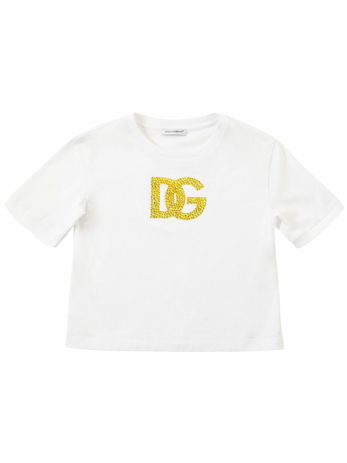 DOLCE & GABBANA Embellished Logo Cotton Jersey T-shirt Dolce & Gabbana