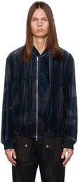 JiyongKim Navy Sun-Bleached Bomber Jacket