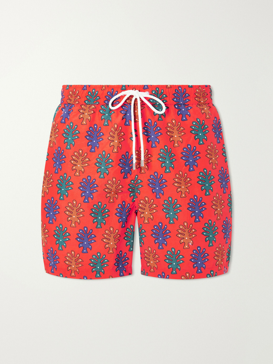 Drake's - Straight-Leg Mid-Length Printed Swim Shorts - Red