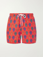 Drake's - Straight-Leg Mid-Length Printed Swim Shorts - Red