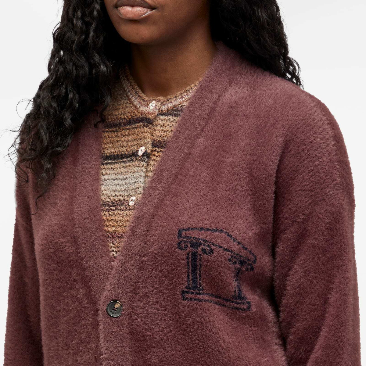 Aries Women's Oversized Chenille Knit Cardigan in Brown