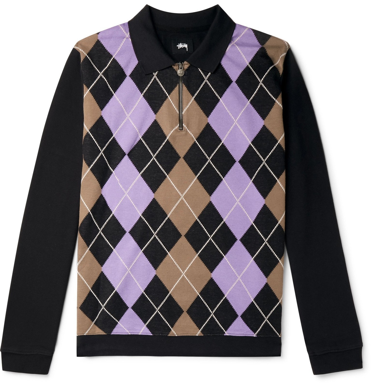 Stüssy - Argyle Cotton Half-Zip Sweatshirt - Black Stussy