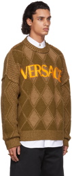 Versace Khaki Argyle Logo Sweater