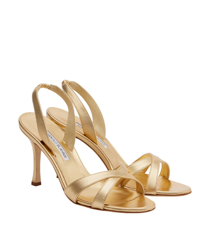 Photo: Manolo Blahnik Callasi metallic leather slingback sandals