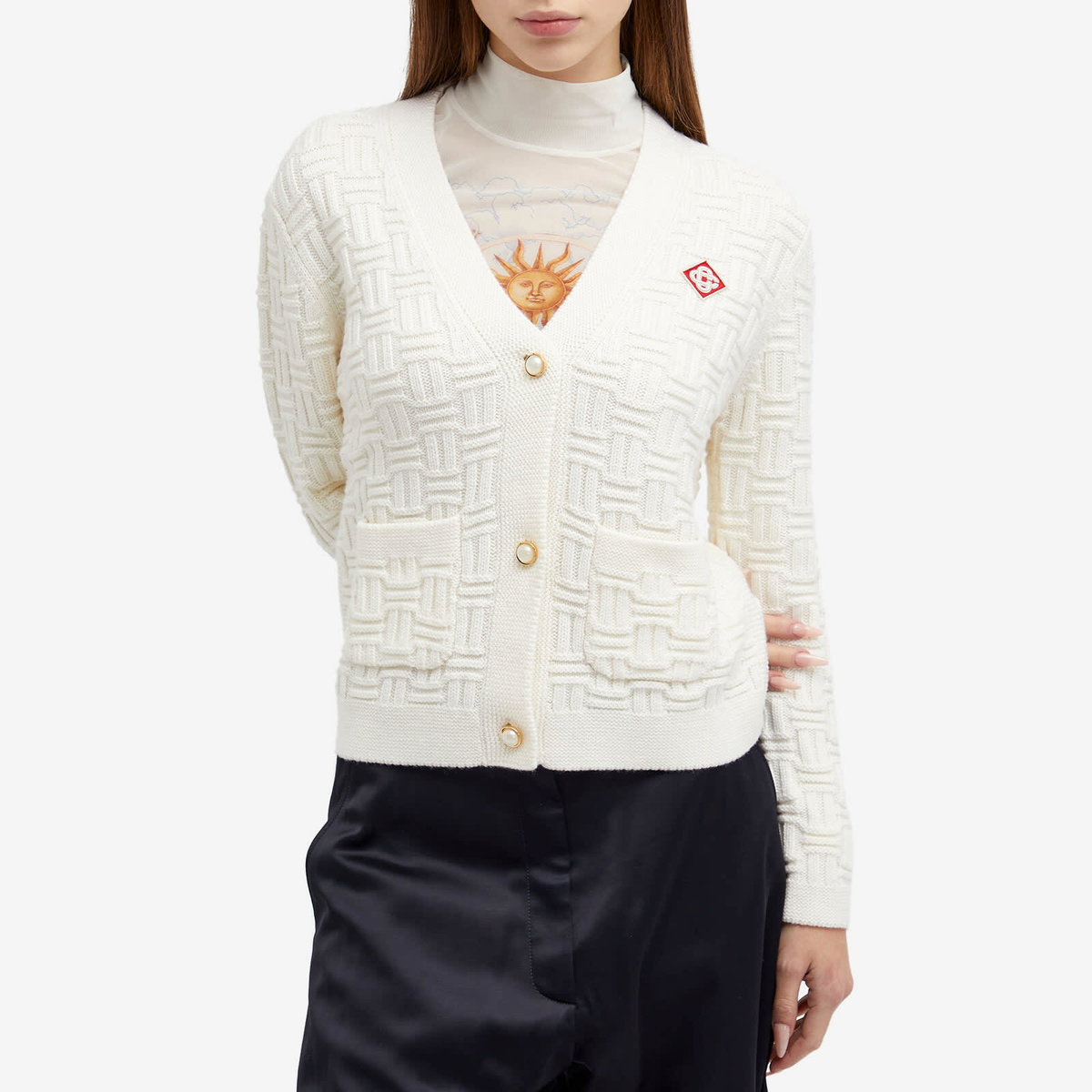 Casablanca Women's Column Stitch Cardigan in White