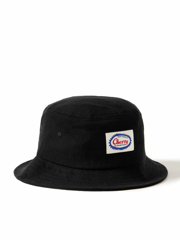Photo: Cherry Los Angeles - Logo-Appliquéd Cotton-Twill Bucket Hat - Black