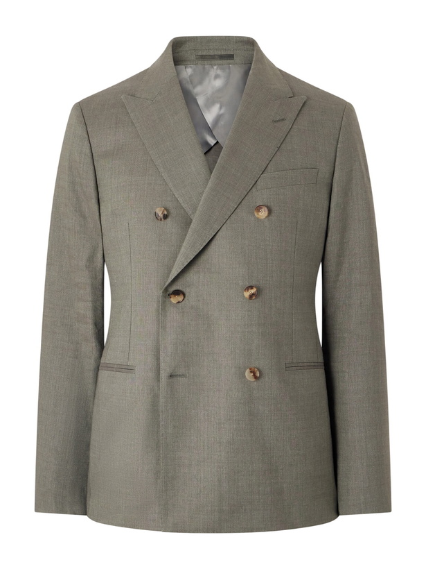 Photo: Mr P. - Double-Breasted Wool and Linen-Blend Suit Jacket - Green