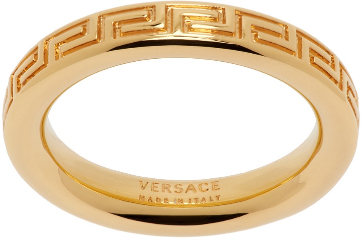 Photo: Versace Gold Engraved Greek Key Ring