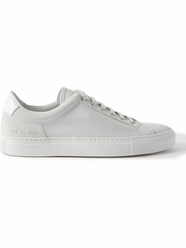 Photo: Common Projects - Retro Low Leather-Trimmed Suede Sneakers - White