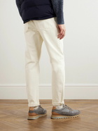 Brunello Cucinelli - Straight-Leg Logo-Embroidered Distressed Jeans - Neutrals