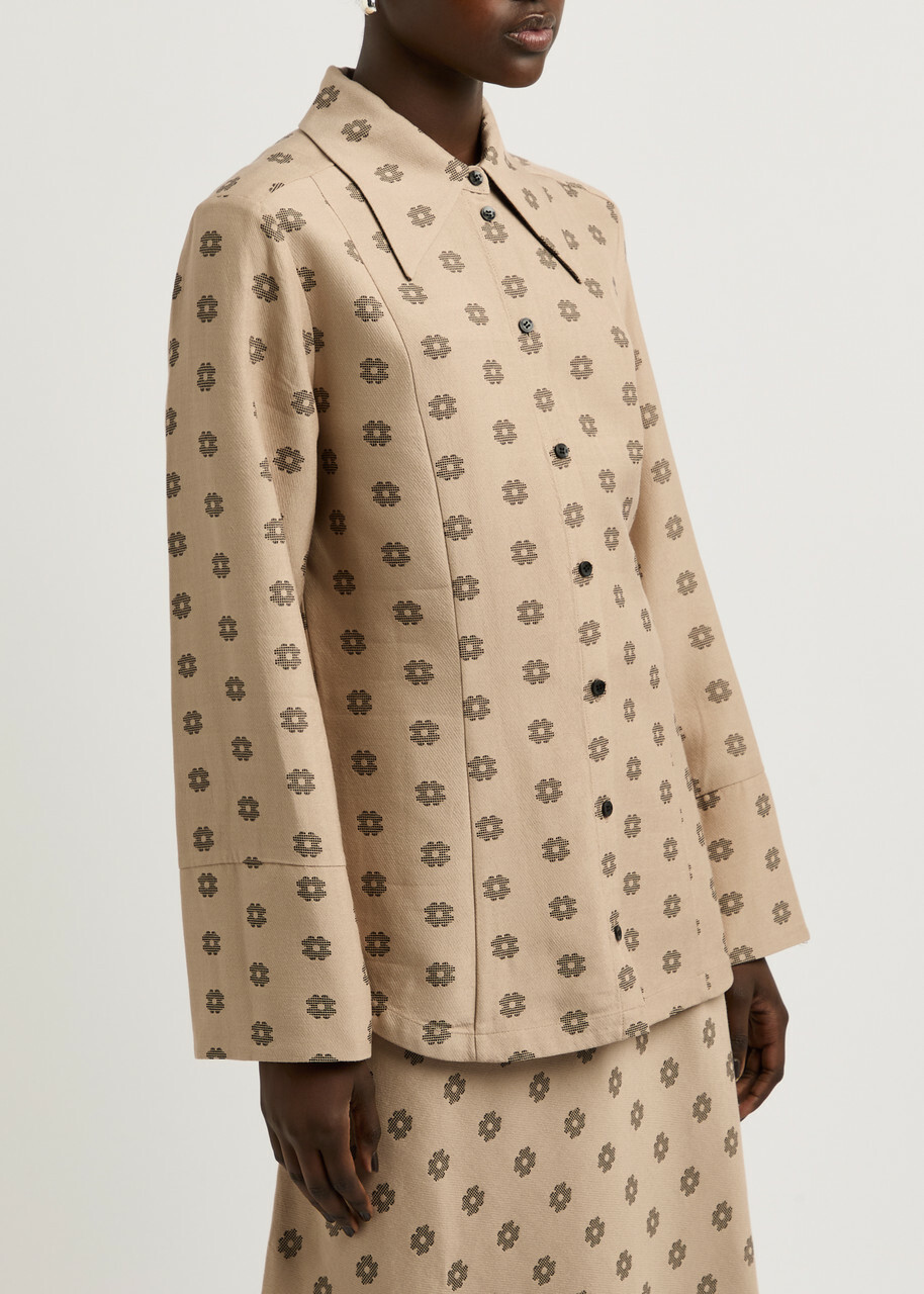 BY Malene Birger Rosiannas Floral-jacquard Shirt Beige