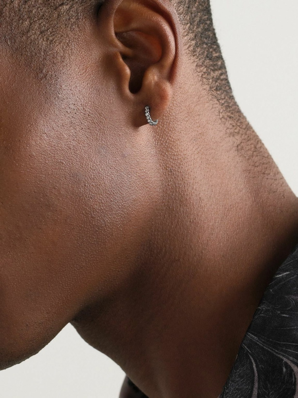 Photo: Spinelli Kilcollin - Mini Micro Rhodium-Plated 18-Karat White Gold Diamond Single Hoop Earring