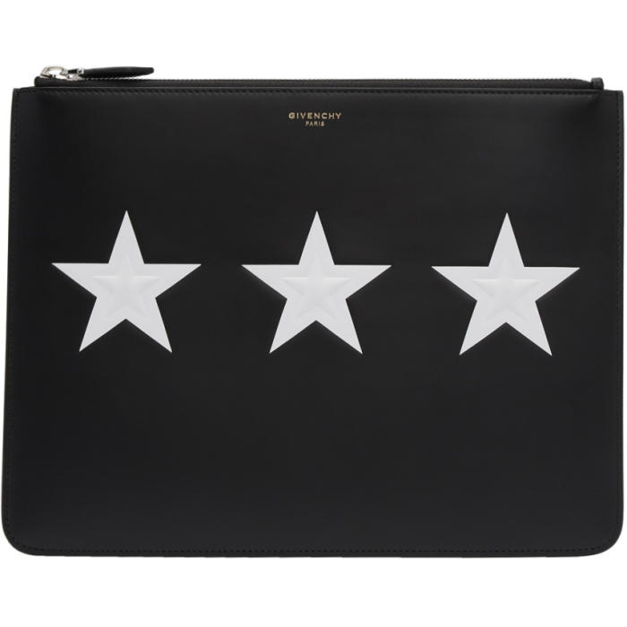 Photo: Givenchy Black and White Large Stars Zip Pouch