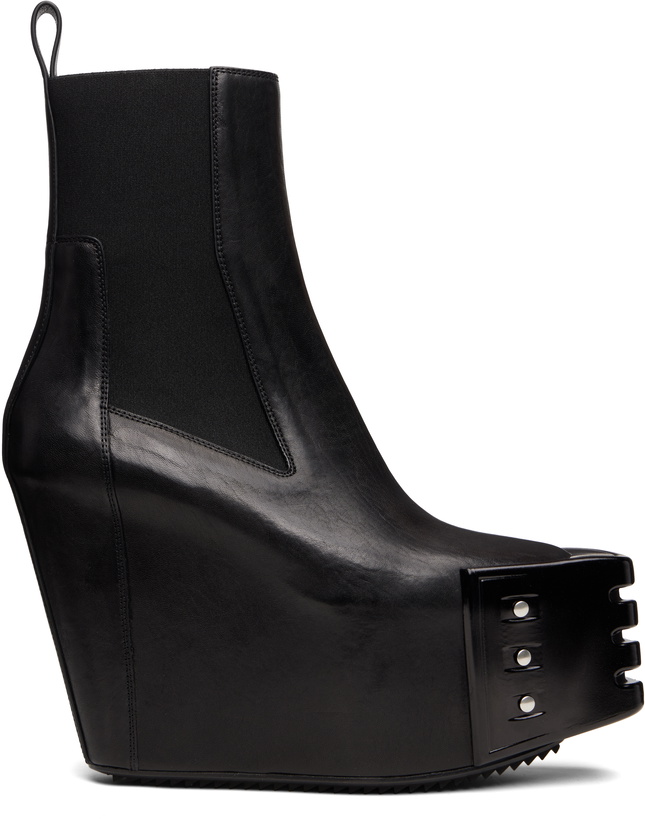 Photo: Rick Owens Black Grilled Wedge Beatle Chelsea Boots