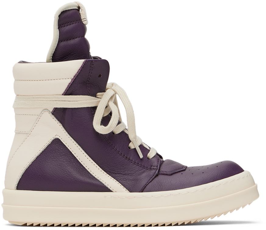 Rick Owens Kids Purple & Off-White Geobasket Sneakers Rick Owens