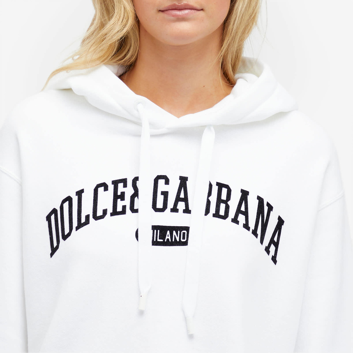 Dolce & Gabbana Women's Logo Hoodie in Bianco Ottico