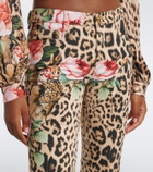 Roberto Cavalli Leopard-print floral flared jeans