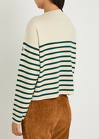 Moncler Striped Logo-embroidered Wool Jumper Beige