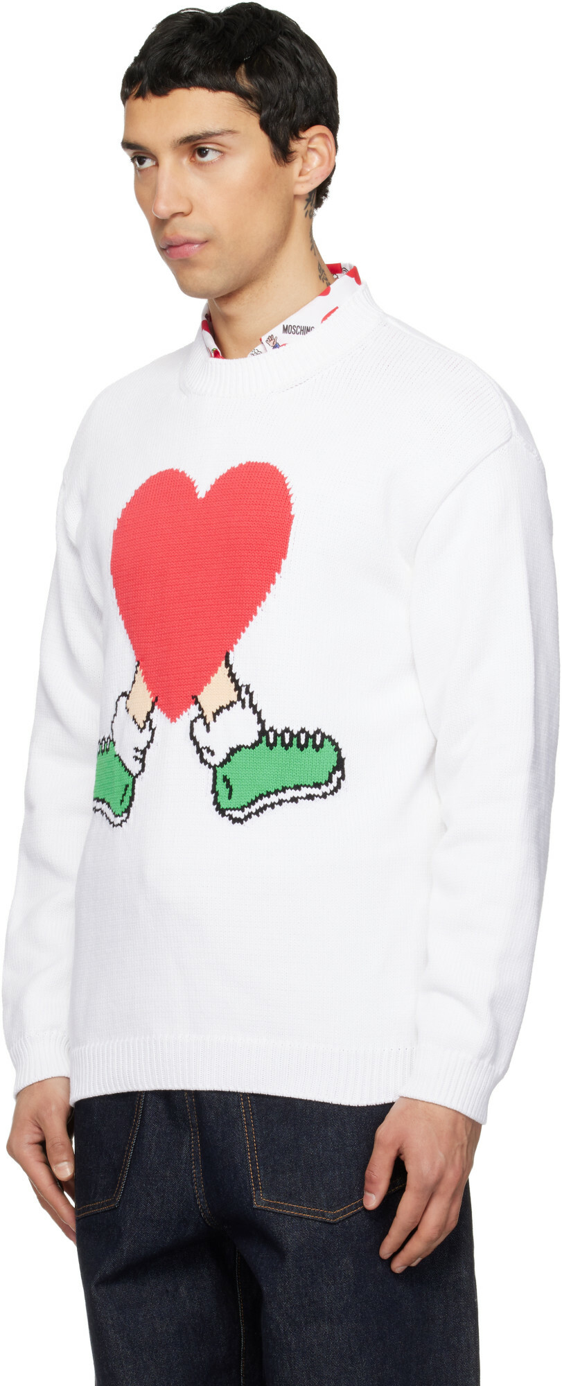 Moschino White All Over Hearts Sweater